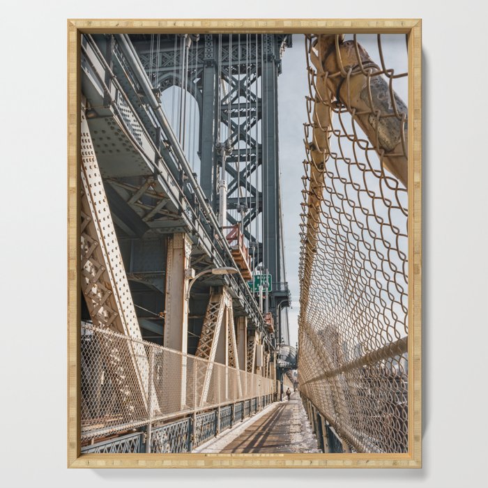 Manhattan Bridge in Winter | New York City | Travel Photography Serving Tray