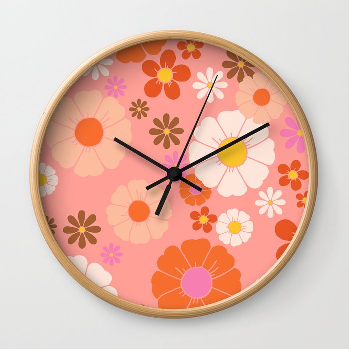 Groovy 60's Mod Flower Power Wall Clock