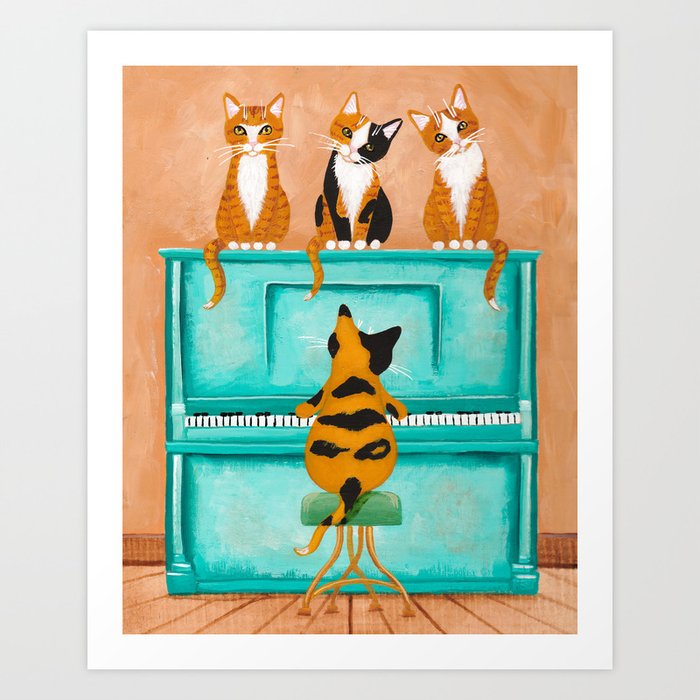 Piano Cats Art Print by kilkennycat | Society6