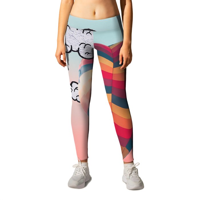 Hot Air Balloon In The Mountains Leggings by Ella Shaul Art Society6