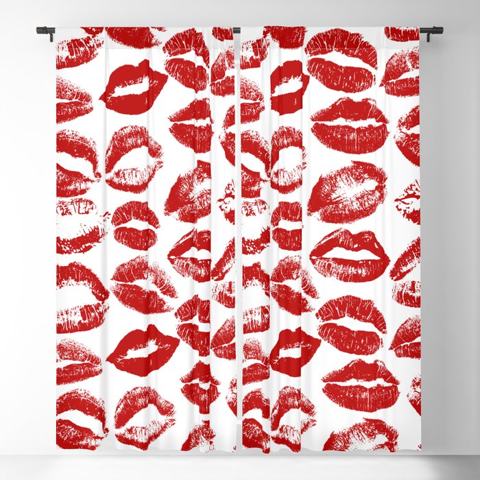 red lipstick kisses Blackout Curtain