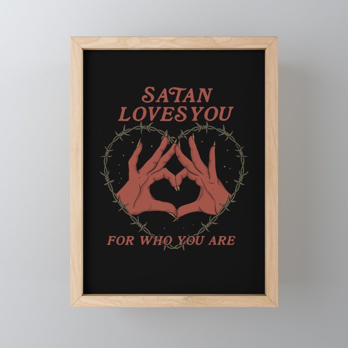 Satan Loves You Framed Mini Art Print