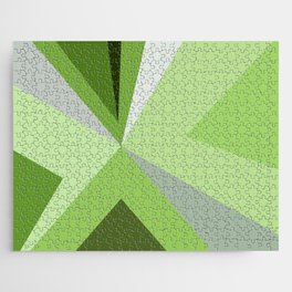 Mid Century Modern Abstract Chartreuse Jigsaw Puzzle