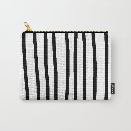 Simply Drawn Vertical Stripes in Midnight Black Carry-All Pouch