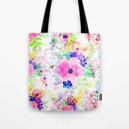 Pretty watercolor floral hand paint design Tote Bag