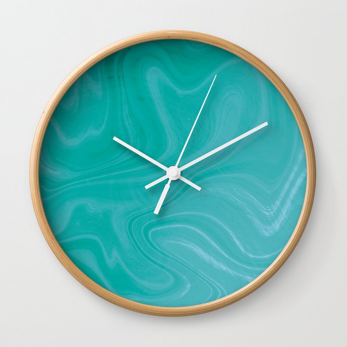 Aqua Swirl Marble Wall Clock