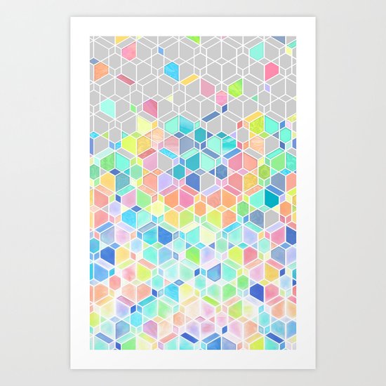 Rainbow Cubes & Diamonds Art Print