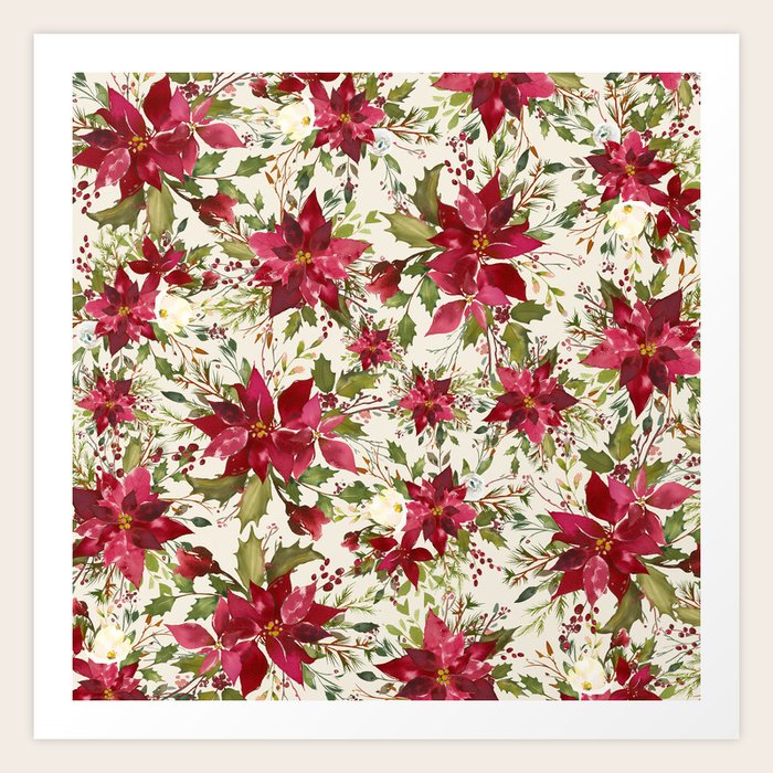POINSETTIA FLOWER OF THE HOLY NIGHT Art Print by Magic Dreams Society6