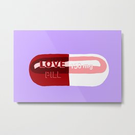 Love Pill Lavender Metal Print | Digital, Pop Art, Pink, Metz, Colorful, Fine, Whimsical, Drawing, Cheerful, Art 