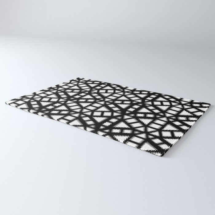 Black and White Pinwheel Pattern Illustration - Digital Geometric Artwork Rug
