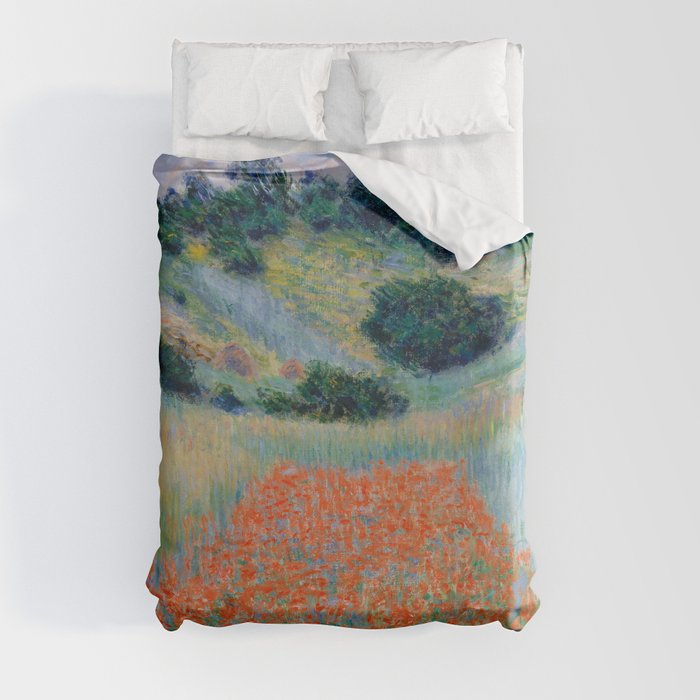 Poppy Field in a Hollow near Giverny Claude Monet Duvet Cover