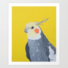 Cockatiel paintig, Bird art, Yellow wall art Art Print