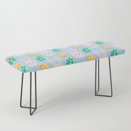 Colorful Pastel Easter Egg Rabbit Pattern Bench