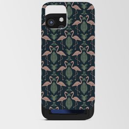 Palm Flamingos . Navy iPhone Card Case