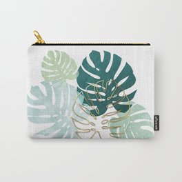 Tropical minimal / green, turquoise and gold monstera Carry-All Pouch