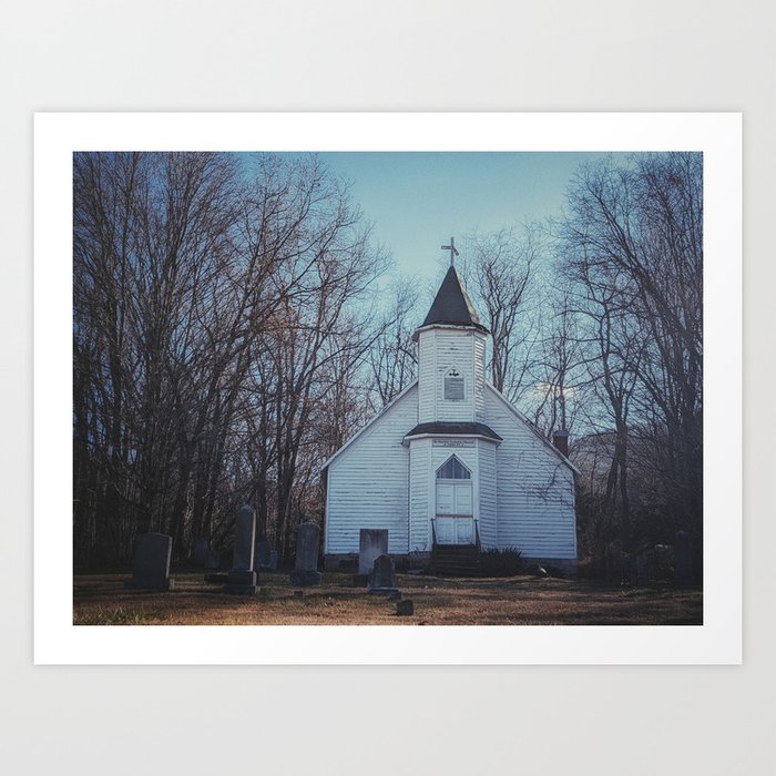 Abandoned Church and Cemetery Art Print