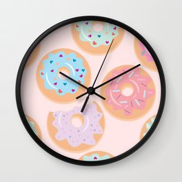 Nuts for Donuts Wall Clock | Doughnut, Happy, Colorful, Food, Retro, Kids, Print, Pink, Rainbow, Glaze 