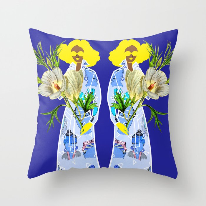 Faces on Her Dress Throw Pillow
