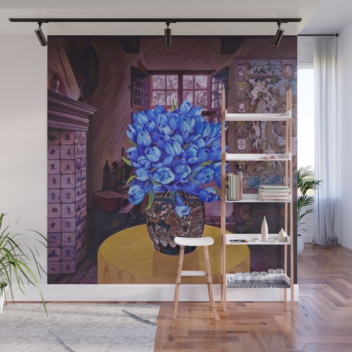 Blue Tulips Wall Mural