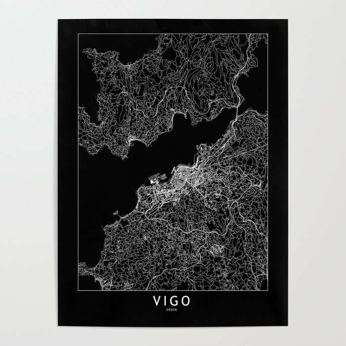 Vigo Black Map Poster