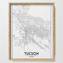 Minimal City Maps - Map Of Tucson, Arizona, United States Serving Tray
