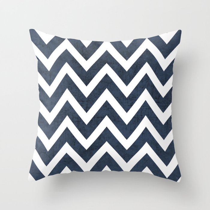 navy chevron Throw Pillow by her art Society6