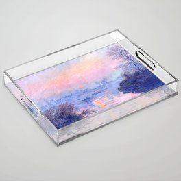 Claude Monet "Sunset on the Seine at Lavacourt. Winter Effect" Acrylic Tray