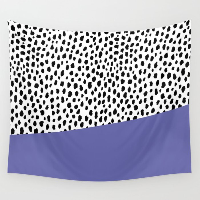 Dalmatian Spots with Periwinkle Stripe (Pantone Very Peri) Wall Tapestry