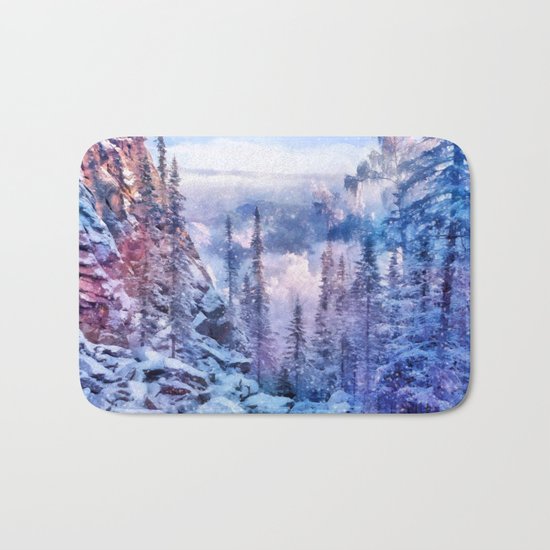 Winter forest in the mountains II Bath Mat