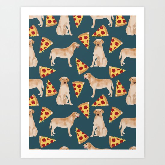 Yellow Labrador pizza cheesy slice of pizza food trendy pet gifts for yellow lab owners dog breed Art Print