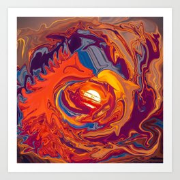 Abstraction on the theme of the ocean Art Print | Design, Abstraction, Sunset, Shore, Interior, Wave, Sea, Digital, Sun, Graphicdesign 