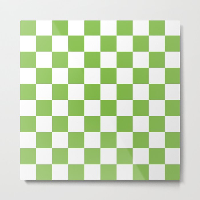 Lime Green Checkerboard Pattern Palm Beach Preppy Metal Print