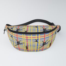 Dancing like Piet Mondrian - New York City I. Red, yellow, and Blue lines on the grey background Fanny Pack