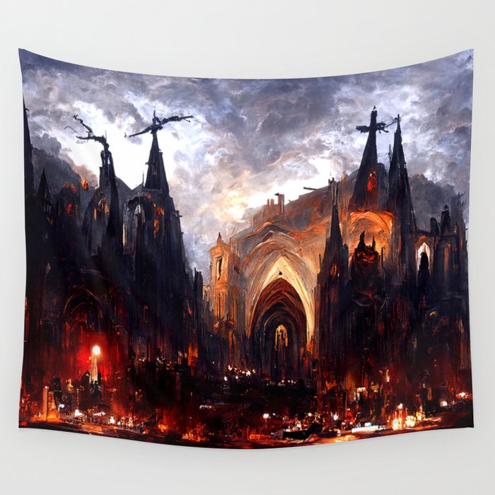 Lucifer Palace in Hell Wall Tapestry