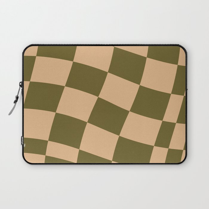 checked wave – peach and olive Laptop Sleeve