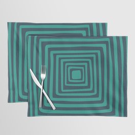 Abstract Concentric Squares Shapes Art - Pearl Aqua and Skobeloff Placemat