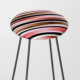 MCM Diagonal Ombré Stripe Pattern // Watercolor Blush Pink, Brown, Black and White Stripes Counter Stool