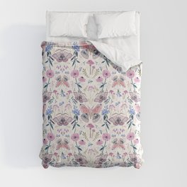 Lilac Butterfly and Flowers Comforter