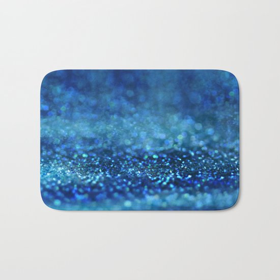 Aqua Glitter effect- Sparkling print in different blue Bath Mat