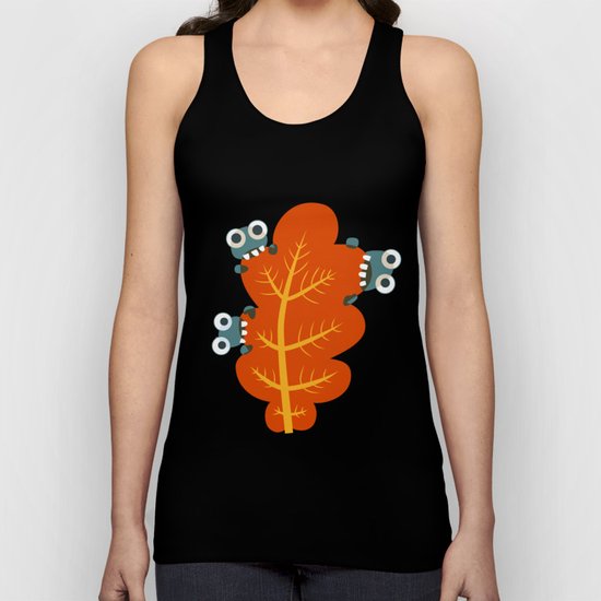 Cute Bugs Eat Autumn Leaf Unisex Tank Top