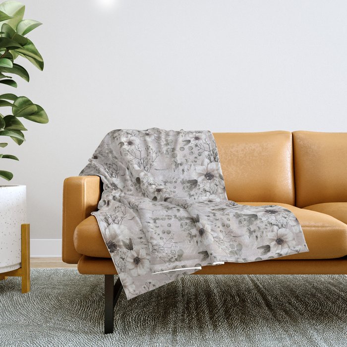 Pastel Wild Flower Pattern Throw Blanket