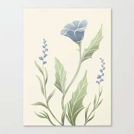 Blue Floral Block Print Canvas Print