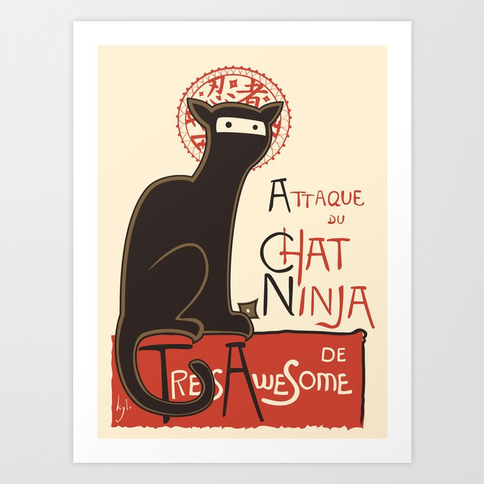 A French Ninja Cat (Le Chat Ninja) Art Print