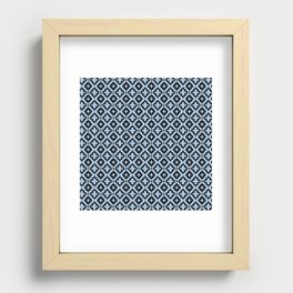 Pale Blue and Black Ornamental Arabic Pattern Recessed Framed Print