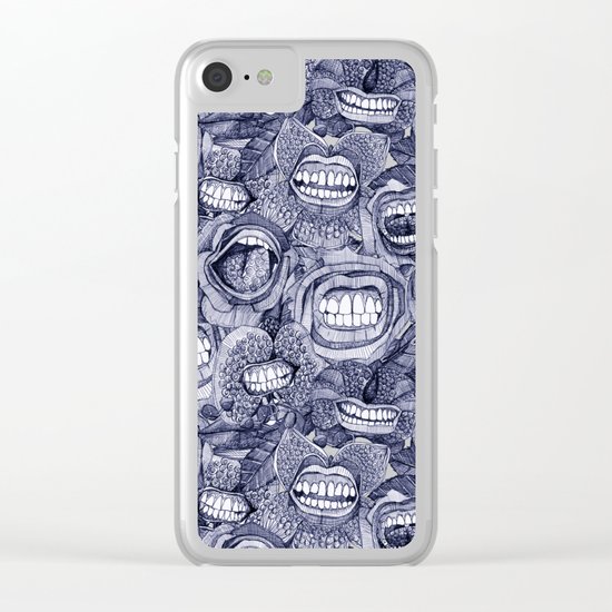 BITE ME roses and orchids INDIGO Clear iPhone Case