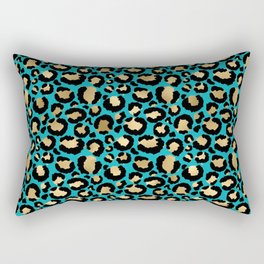 Beautiful Teal & Gold Leopard Print Pattern Rectangular Pillow