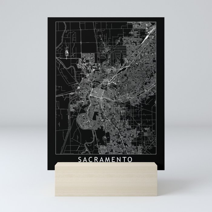 Sacramento Black Map Mini Art Print