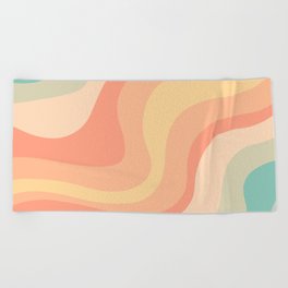 Vintage groovy waves Beach Towel