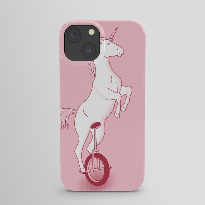Unicorn on a unicycle - pink iPhone Case