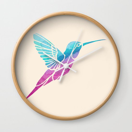 Watercolor Hummingbird Wall Clock